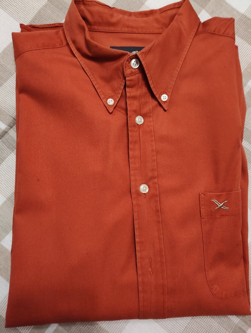 Eddie Bauer Men's Button-Down Shirt in Rust Red